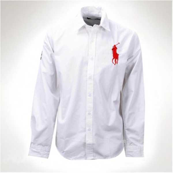 Ralph Lauren Men Winered Big Pony White Collar Shirts(Price reduction ,Wild ,reasonable,Thin )